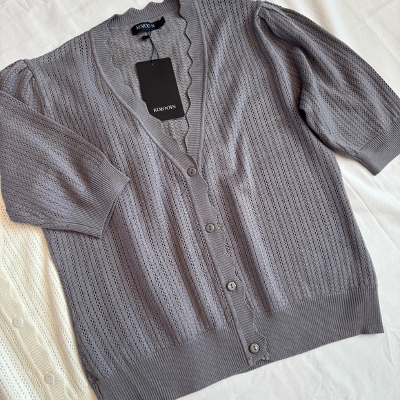 NWT - KOJOOIN Women's Size L SET of 3 Cardigans - Navy, Cream, and Gray - Picture 4 of 16